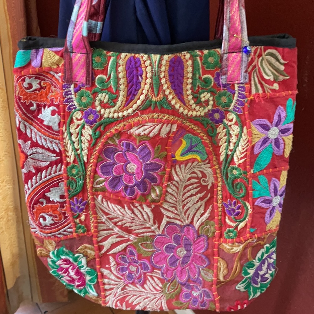 Multi Colored, Hand Embroidered Boho Shoulder Bag - image 3